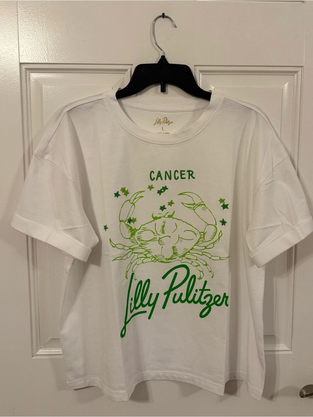 Lilly Pulitzer White Tee with Green Zodiac Graphic - Picture 1 of 8
